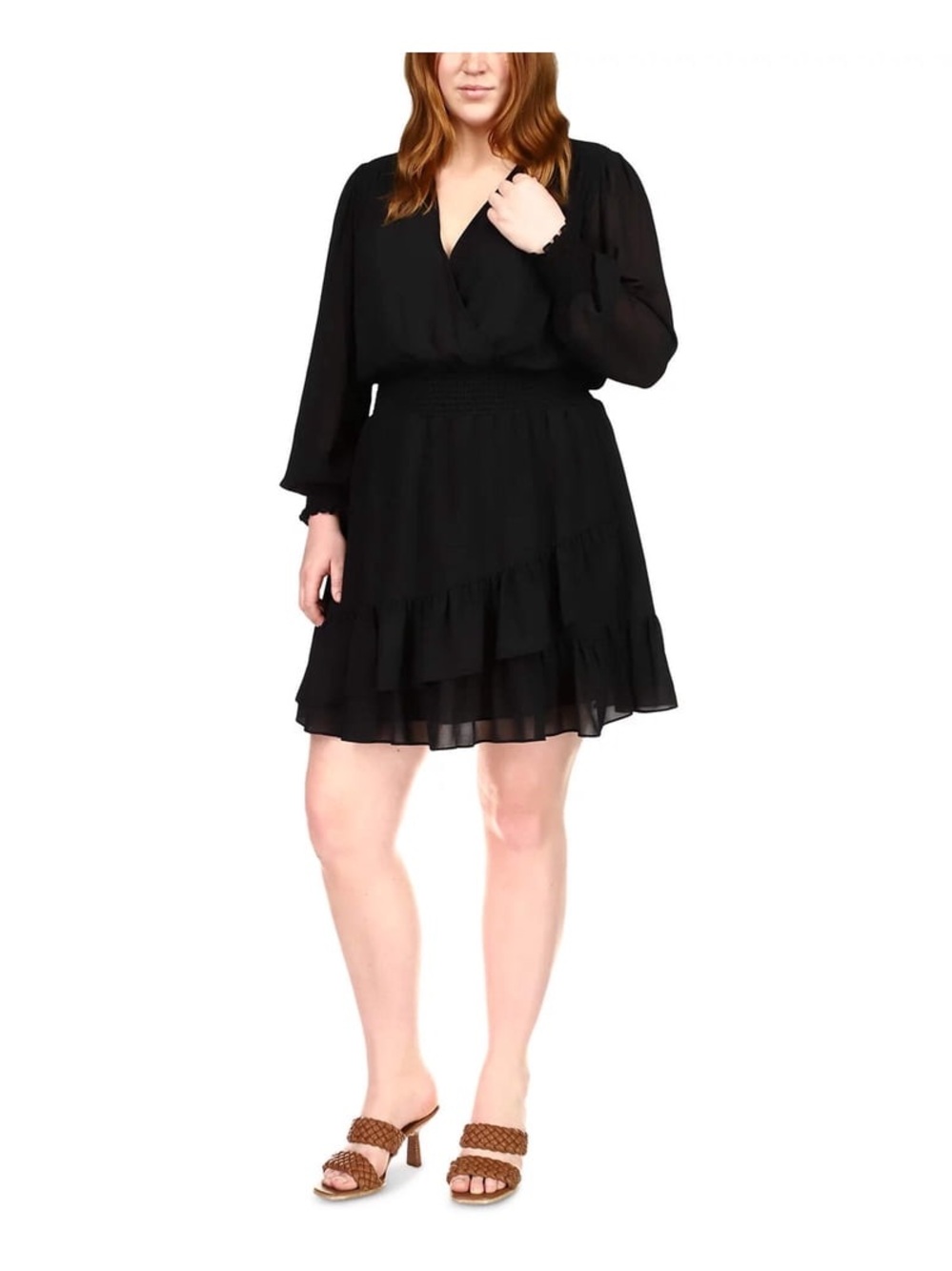 Michael Kors Ruffled Faux-Wrap mini Dress, black